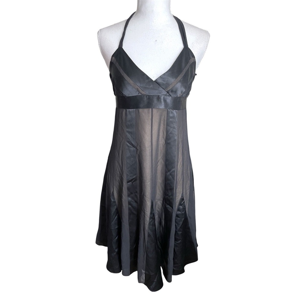 Y2K BCBG Maxazria 100% Silk Babydoll Halter Dress Whimsigoth 90s Minimalism Sz 4 - Picture 2 of 15